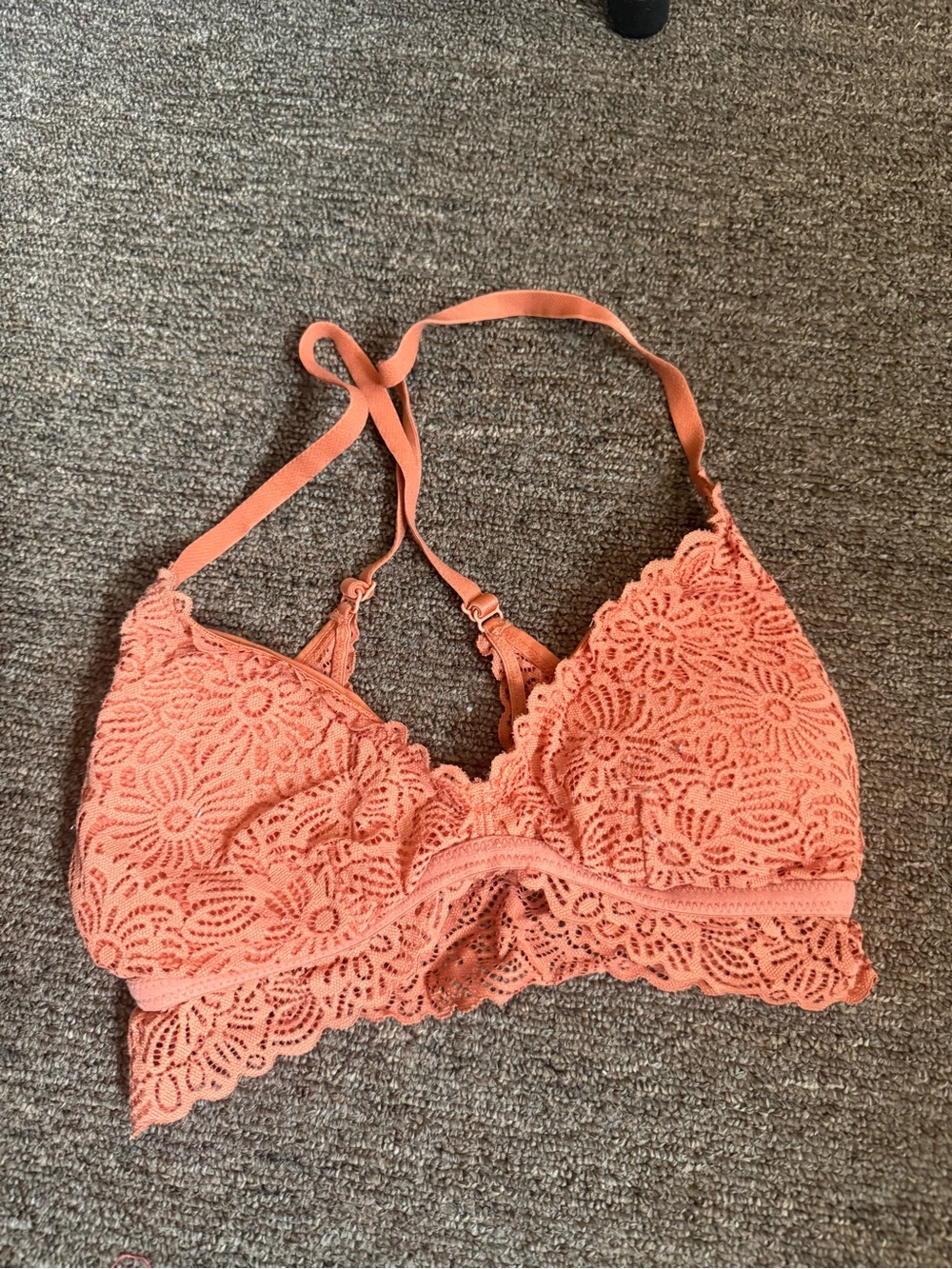 Auden Floral Lace Bralette in peach / orange